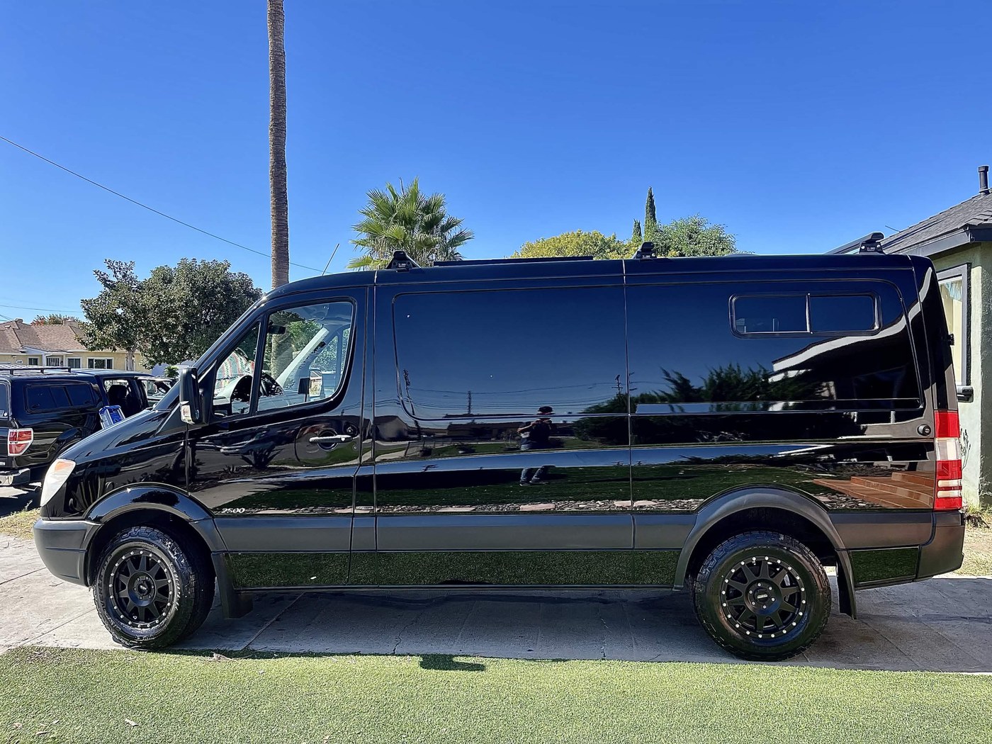 Black Sprinter after exterior preparation and gloss enhancement